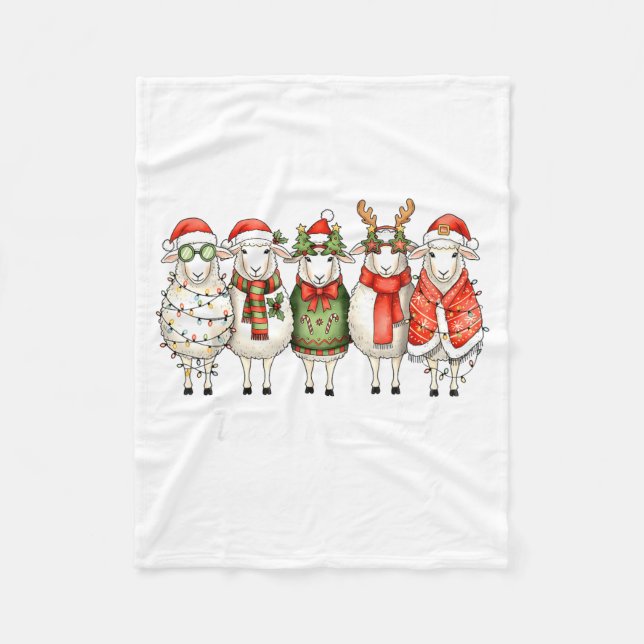 Manta Polar Fleece Navidad Sheep Christmas Lights Dinner Famil (Anverso)