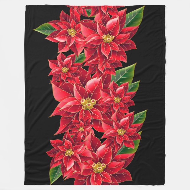 Manta Polar Fleece navidades arroja la poinsettia roja (Anverso)