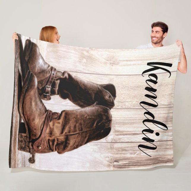 Manta Polar Fleece personalizada Lanzar botas rústicas rústica (In situ)