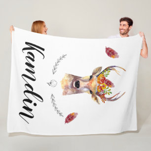 Manta Polar Fleece Personalizada Throw boho deer Buck Head Bro