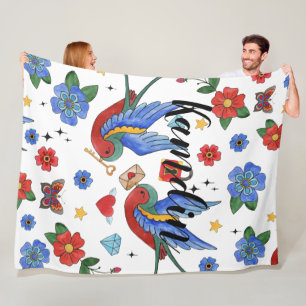 Manta Polar Fleece Personalizada Tira Tatuaje Tradicional De A