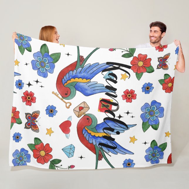 Manta Polar Fleece Personalizada Tira Tatuaje Tradicional De A (In situ)