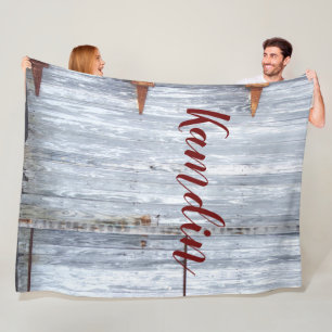 Manta Polar Fleece Personalizada Tira Wash White Wash Wood Bar