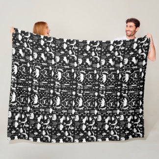 Manta Polar Fleece Rustic Deer Bear Fox Folk Art Pattern