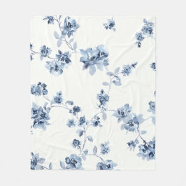 Manta Polar Fleecedecke mit blauem Blumem-Print