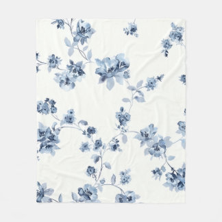 Manta Polar Fleecedecke mit blauem Blumem-Print