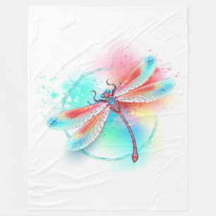 Manta Polar Fléon roja sobre fondo acuarela