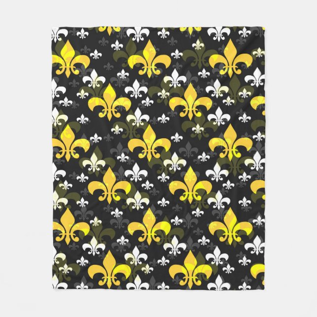 Manta Polar Fleur Blanco Amarillo De Lis (Anverso)