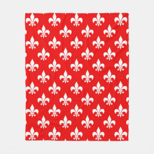 Manta Polar Fleur-de-lis blanco rojo