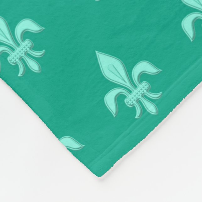 Manta Polar Fleur de Lis en Aqua claro en turquesa (Esquina)