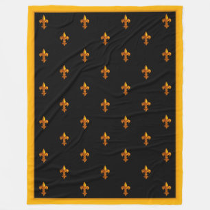 Manta Polar Fleurs de oro en banner negro