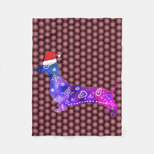 Manta Polar Fllece Blanket Holidays , Snowflakes Dachshund (Anverso)