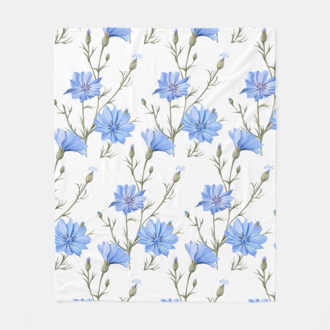 Manta Polar Flor achicoria salvaje acuarela (Anverso)