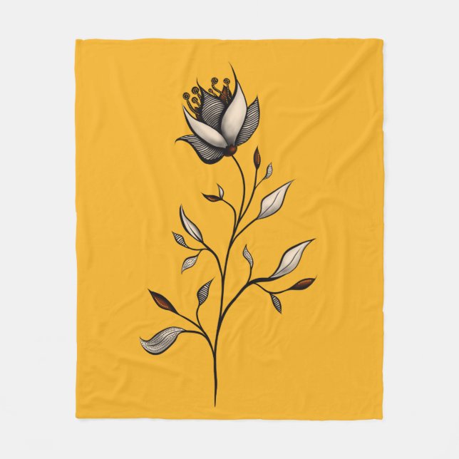 Manta Polar Flor Amarilla Elegante Resumen Elegante (Anverso)