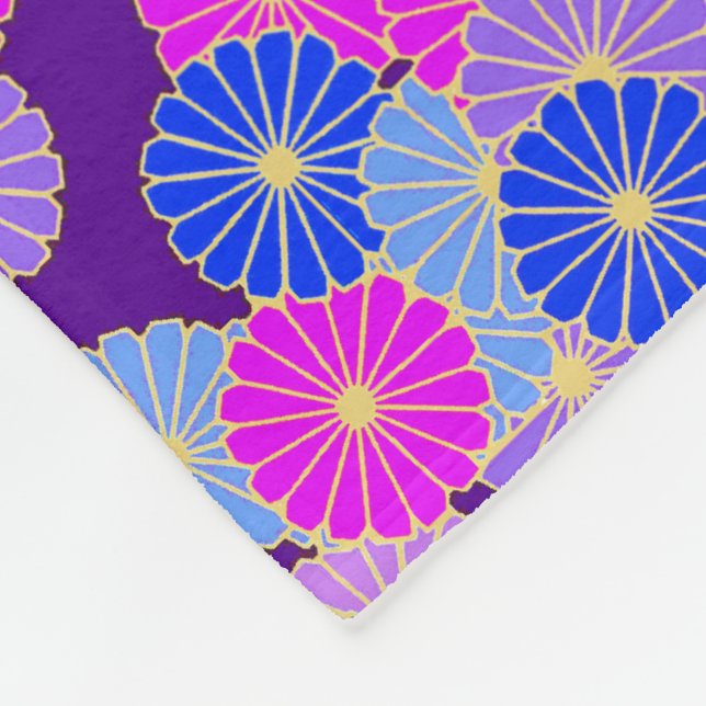 Manta Polar Flor Art Deco - violeta, azul y violeta (Esquina)