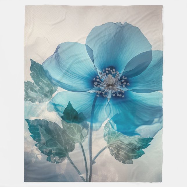 Manta Polar Flor azul etéreo (Anverso)