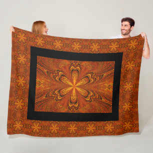 Manta Polar Flor Bohemiana Dark Gold Star vintage