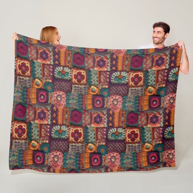 Manta Polar Flor Boho Crochet (In situ)