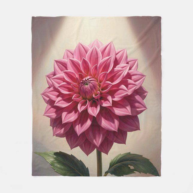 Manta Polar Flor Botánica de Dalia Rosa (Anverso)