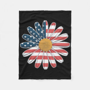 Manta Polar Flor Casual Flower Americana Estrellas Y Tira