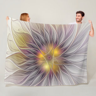 Manta Polar Flor colorida luminosa, abstracta fractal moderno