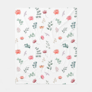 Manta Polar Flor de acuarela elegante