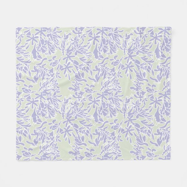 Manta Polar Flor de Agapanthus Lavanda Verde Salvia (Frente (Horizontal))