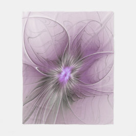 Manta Polar Flor de arte fractal de color gris marrón de belle