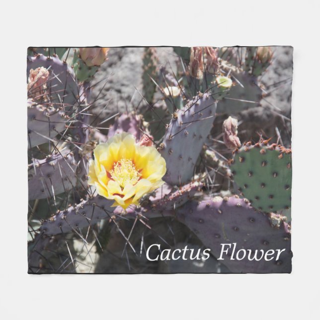 Manta Polar Flor de cactus amarilla en primavera (Frente (Horizontal))