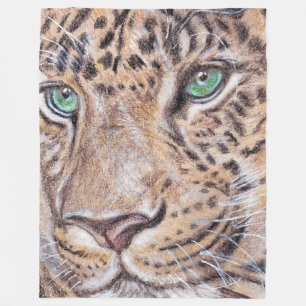 Manta Polar Flor de cara de leopardo de ojos verdes