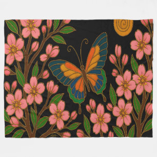 Manta Polar Flor de Cerezo Luna Mariposa