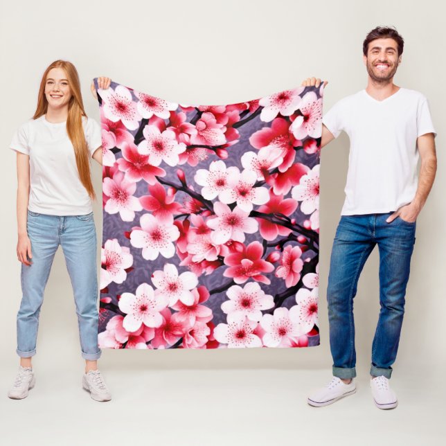 Manta Polar flor de cerezo patrón floral rosa (In situ)