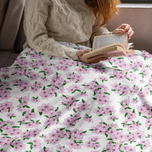 Manta Polar Flor de cerezo rosa elegante acuarela floral