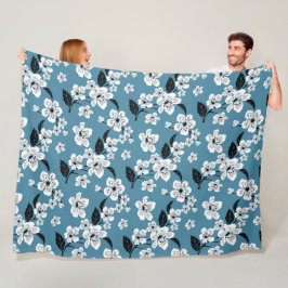 MANTA POLAR FLOR DE CEREZO - SAKURA (AZUL AHUMADO)
