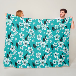 MANTA POLAR FLOR DE CEREZO - SAKURA (TURQUESA)