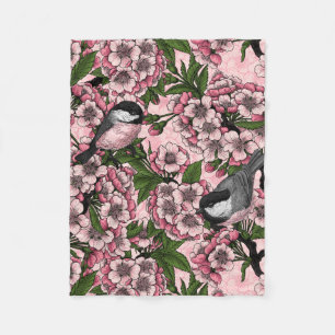Manta Polar Flor de cerezo y garbanzos en rosa