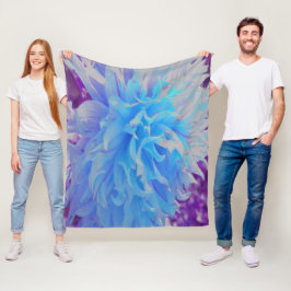 Manta Polar Flor de Dahlia decorativa azul elegante