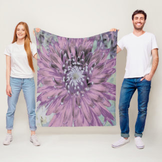 Manta Polar Flor de Dalia Rosa y Púrpura
