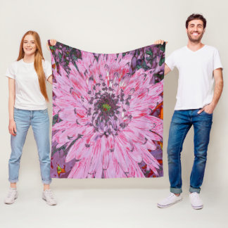 Manta Polar Flor de Dalia Rosa y Roja