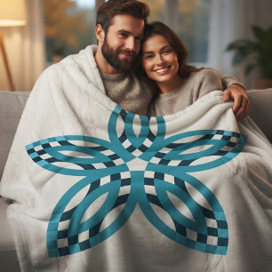 Manta Polar Flor de estrella geométrica azul teal moderna pers