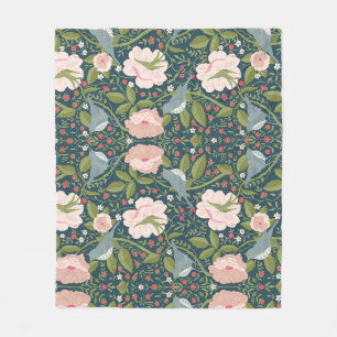 Manta Polar Flor de fresa estilo William Morris