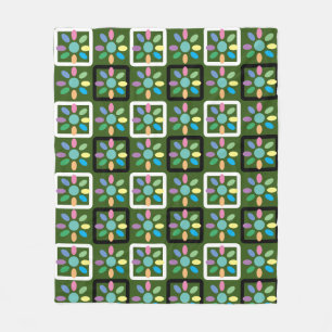 Manta Polar Flor de jardín de patrón geométrico