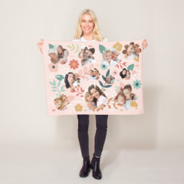 Manta Polar Flor de jardín floral Familia Fotografía Collage