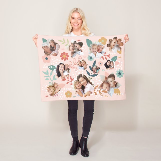 Manta Polar Flor de jardín floral Familia Fotografía Collage (In situ)