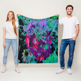 Manta Polar Flor de jardín rosada, púrpura y rosada