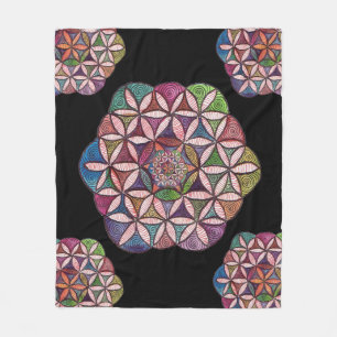 Manta Polar Flor de la vida acuarela arte