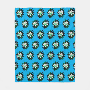 Manta Polar Flor de lirio blanca con hojas verde oscuro