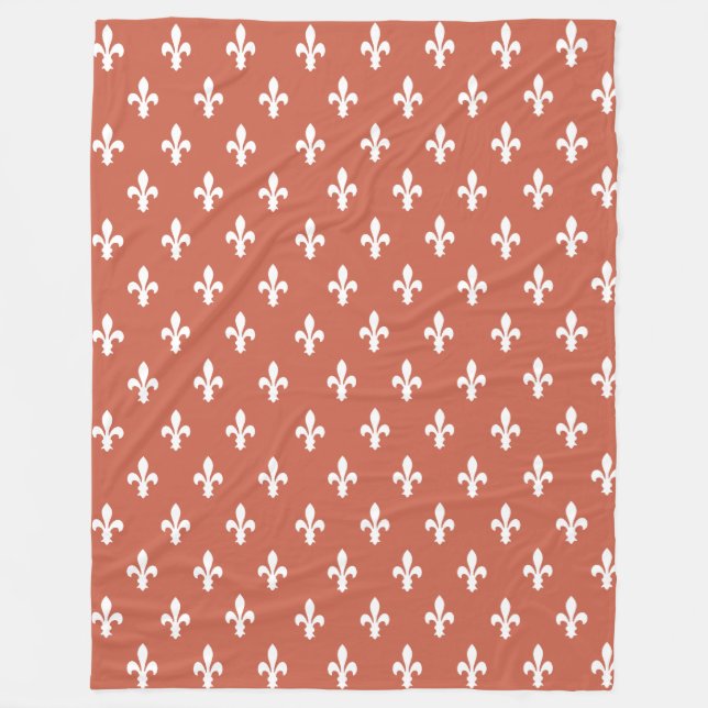 Manta Polar Flor de lis coralina oscura del Victorian (Anverso)