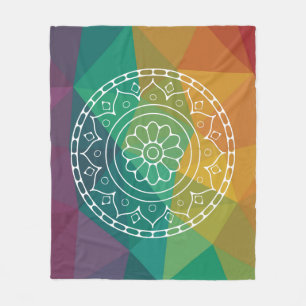 Manta Polar Flor de Mandala en los modernos colores bajos del 