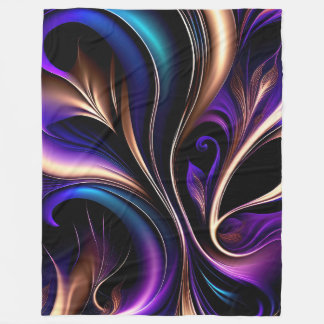 Manta Polar Flor de Medianoche - Púrpura Oscuro, Turquesa y Do